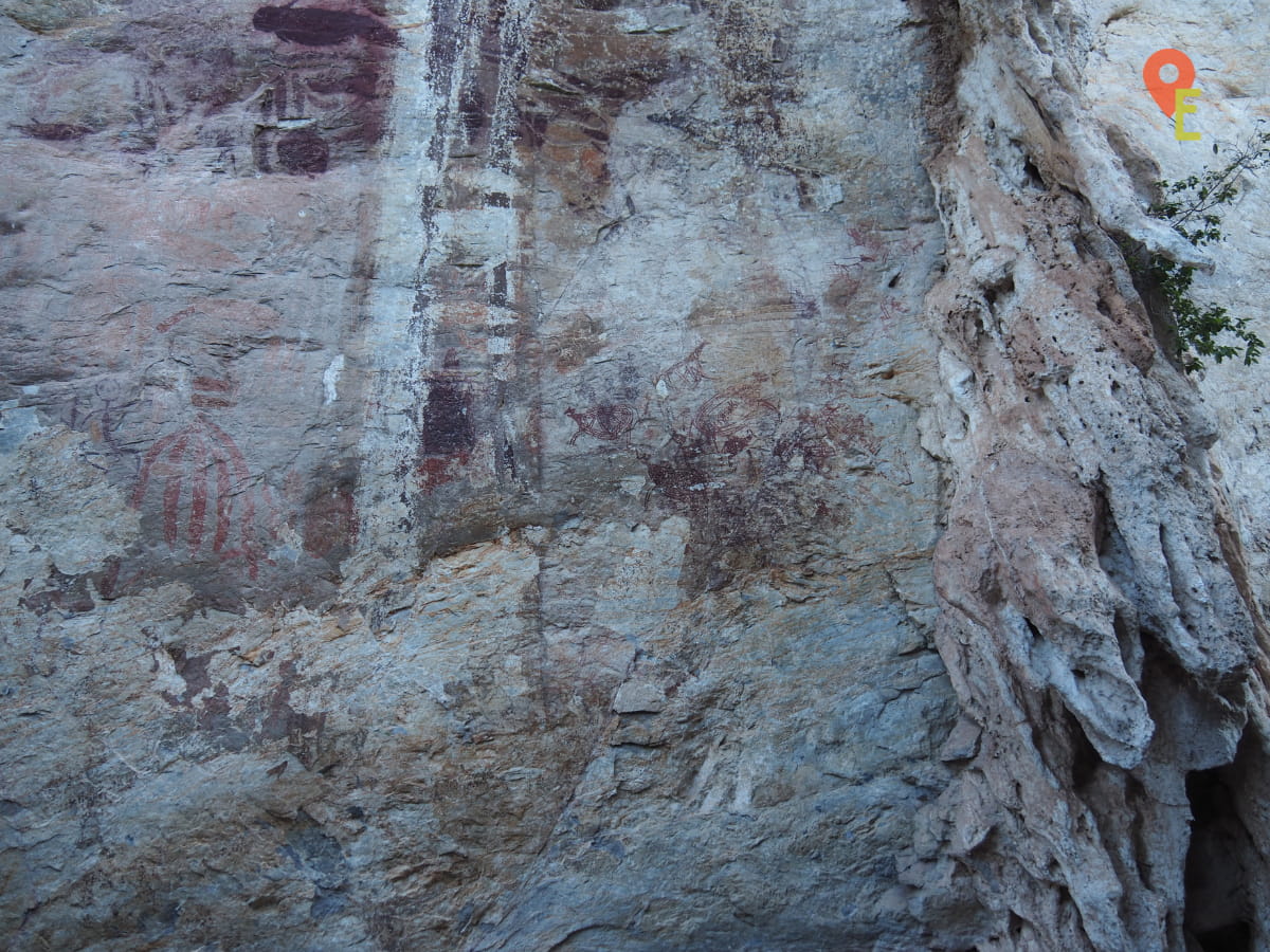 Cave Paintings On One Face Of The Overhang At Tambun Cave