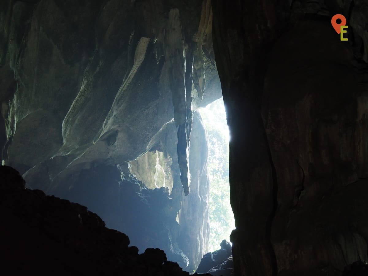 Impressive Stalactite Seen From Behind The Entrance Of Gua Tempurung